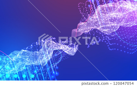 Big Data. Abstract digital futuristic vector illustration on technology background. Data mining and management concept. Hand drawn art. 120847054