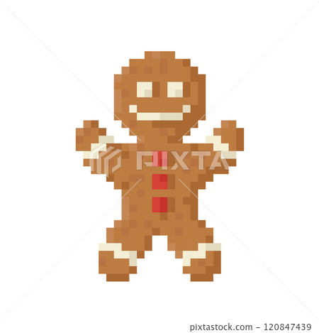 Gingerbread Man, icon in 8 bit style for Christmas Gingerbread Man, icon in 8 bit style for Christmas 120847439