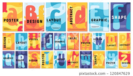 Typography book covers, groovy alphabet poster templates layout. Vector psychedelic y2k abc characters in hippie acid style. Retro futuristic font, typeface letters with rounded, curvy flowing shapes Typography book covers, groovy alphabet poster templates layout. Vector psychedelic y2k abc characters in hippie acid style. Retro futuristic font, typeface letters with rounded, curvy flowing shapes 120847629