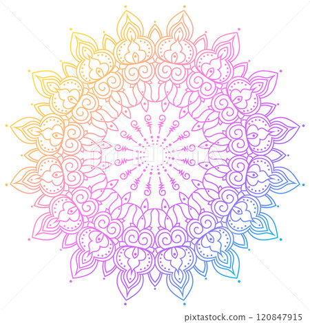 Colorful rainbow ethnic mandala on white background. 120847915