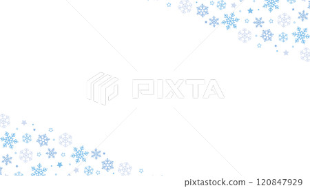 雪花和星星藍色淺藍色框架角 120847929