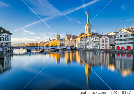 Zurich, Switzerland on the Limmat River 120848337