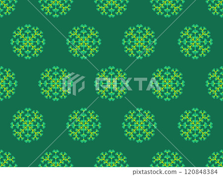Snowflakes seamless pattern. Winter background with geometric snowflakes of different shapes. Christmas and New Year design for wrapper, banner, and poster. Vector illustration 120848384