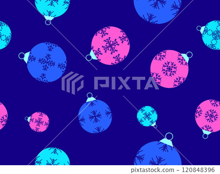 Christmas balls seamless pattern. Christmas Tree Balls is decorated with snowflakes patterns. Christmas Tree Balls. Xmas design for wrappers, covers, banners and posters. Vector illustration 120848396