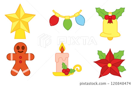 Set of Christmas star and bell icons Vector Set of Christmas star and bell icons Vector 120848474