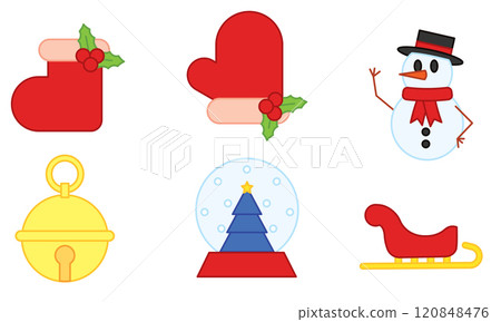 Set of Christmas stockings and snowman icons Vector Set of Christmas stockings and snowman icons Vector 120848476