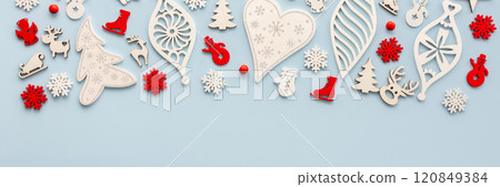 Christmas toys on a blue background Christmas toys on a blue background 120849384