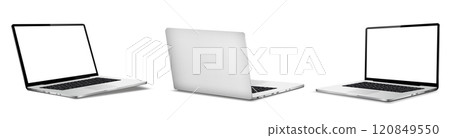 Modern laptop mockup, isolated on white background. Vector illustration Modern laptop mockup, isolated on white background. Vector illustration 120849550