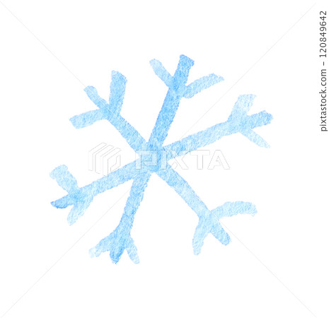 Delicate watercolor blue snowflake on white background depicting winter season Delicate watercolor blue snowflake on white background depicting winter season 120849642