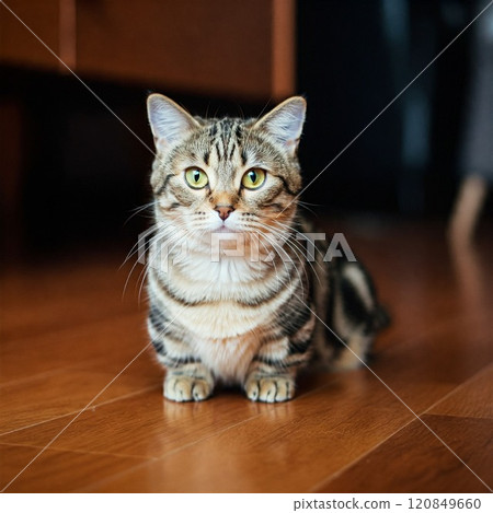 Munchkin cat sitting still 120849660