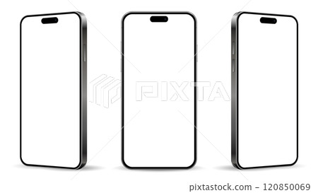 Realistic smartphone mockup. Mobile phone isolated on white background. Realistic smartphone mockup. Mobile phone isolated on white background. 120850069