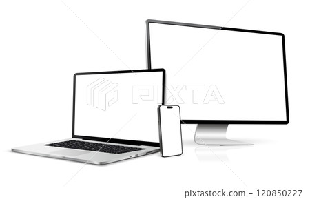 Laptop with computer screen and mobile phone mockup Laptop with computer screen and mobile phone mockup 120850227