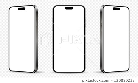 Realistic smartphone mockup isolated on transparent background Realistic smartphone mockup isolated on transparent background 120850232