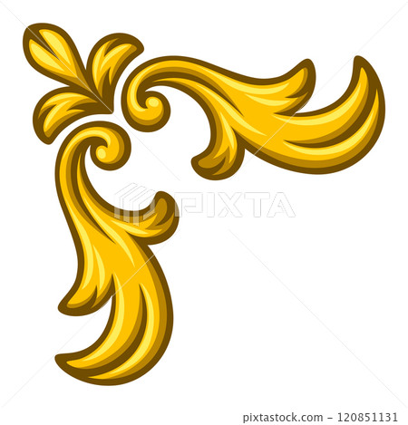 Floral corner in baroque style. Decorative curling plant. 120851131