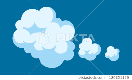 Cartoon illustration of smoke. Comic image of steam, cloud or fog. 120851139