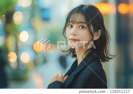 A woman in a suit wearing soft light 120851257