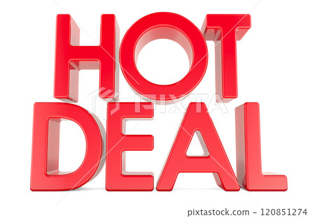 Hot Deal, concept. Red inscription, 3D rendering 120851274