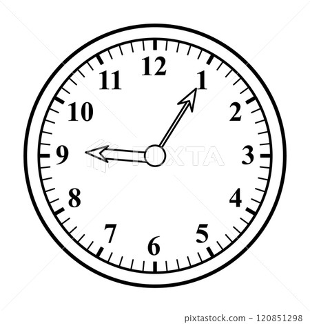 Analog Clock Outline Vector Illustration 120851298