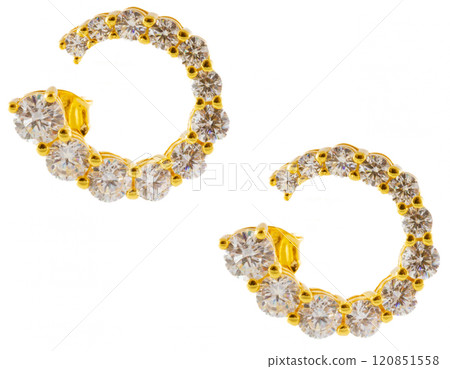 Sparkly Curved Earrings hanging om white Sparkly Curved Earrings hanging om white 120851558