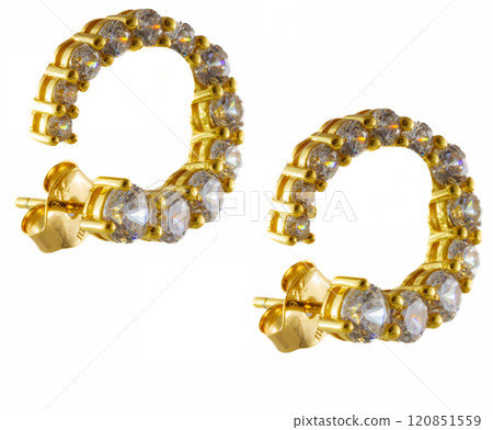 Sparkly Curved Earrings hanging om white 120851559