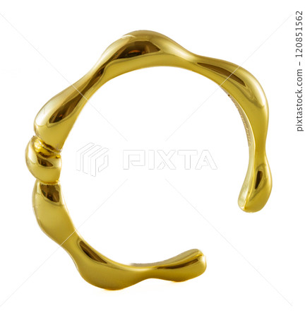 Wavy Adjustable Golden Ring on white background Wavy Adjustable Golden Ring on white background 120851562