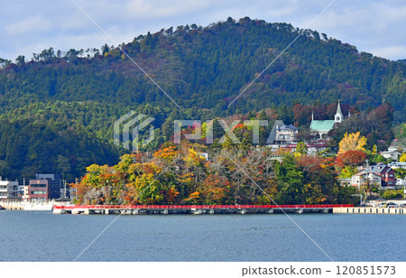 Miyagi Prefecture, Kesennuma City, Kesennuma Bay, Shinmeizaki as seen from a sightseeing boat, Isuzu Shrine, Ukimido 120851573