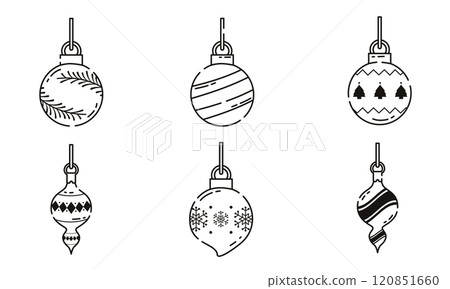 Black and white Christmas ornament line art Vector 120851660