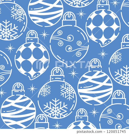Blue Christmas ornament line art pattern Vector 120851745