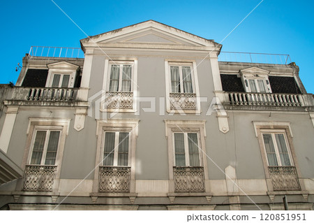 Lisbon, Portugal, facade of colorful old houses with windows, European historical buildings, cozy cityscape, Portuguese streets landscape Lisbon, Portugal, facade of colorful old houses with windows, European historical buildings, cozy cityscape, Portuguese streets landscape 120851951