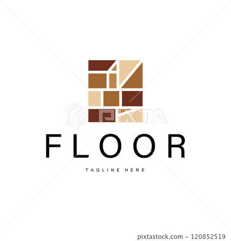 Floor Logo Design for Home Ceramic Decoration with Minimalist Abstract Shapes, Vector Templet Illustration 120852519