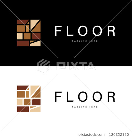 Floor Logo Design for Home Ceramic Decoration with Minimalist Abstract Shapes, Vector Templet Illustration Floor Logo Design for Home Ceramic Decoration with Minimalist Abstract Shapes, Vector Templet Illustration 120852520
