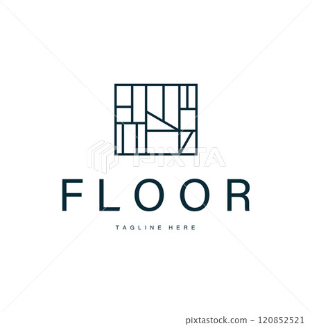 Floor Logo Design for Home Ceramic Decoration with Minimalist Abstract Shapes, Vector Templet Illustration 120852521