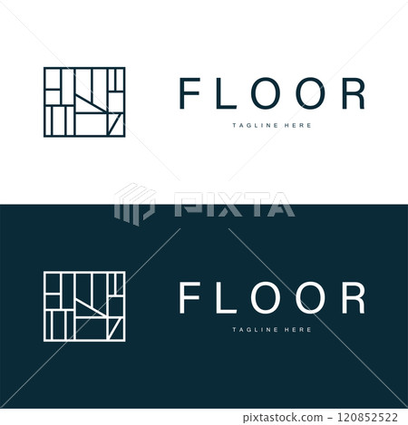 Floor Logo Design for Home Ceramic Decoration with Minimalist Abstract Shapes, Vector Templet Illustration 120852522