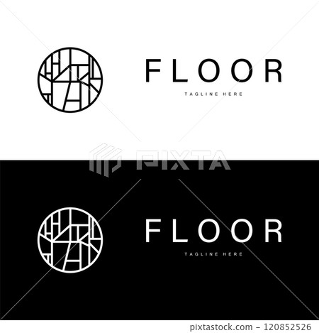 Floor Logo Design for Home Ceramic Decoration with Minimalist Abstract Shapes, Vector Templet Illustration Floor Logo Design for Home Ceramic Decoration with Minimalist Abstract Shapes, Vector Templet Illustration 120852526