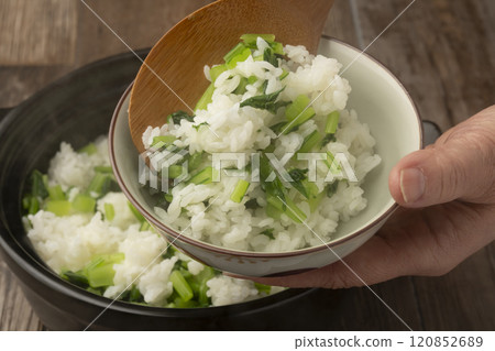 將米飯盛入碗中 將米飯盛入碗中 120852689