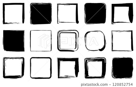 Brush black circle square set frame 120852754