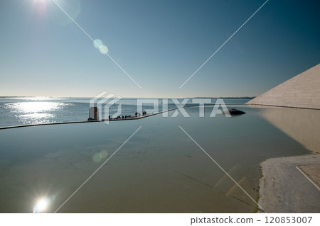 Minimal landscape, modern architecture, view of the Atlantic Ocean, Lisbon, Portugal Minimal landscape, modern architecture, view of the Atlantic Ocean, Lisbon, Portugal 120853007