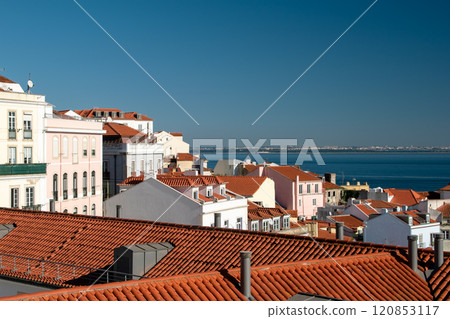 Lisbon, Portugal, view of the rooftops in Portuguese city, European cityscape Lisbon, Portugal, view of the rooftops in Portuguese city, European cityscape 120853117