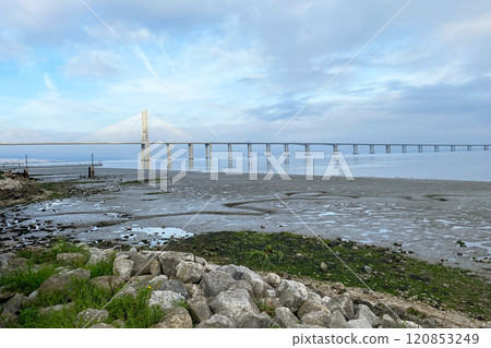Vasco da Gama Bridge in Lisbon, Portugal 120853249