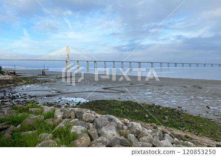 Vasco da Gama Bridge in Lisbon, Portugal 120853250