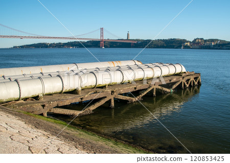 Pipeline with waste water going to the sea 120853425