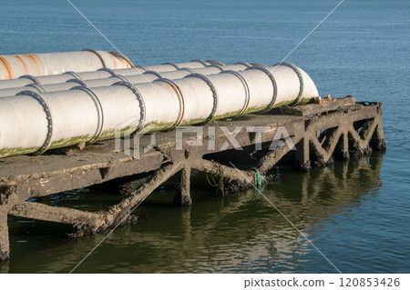 Pipeline with waste water going to the sea 120853426