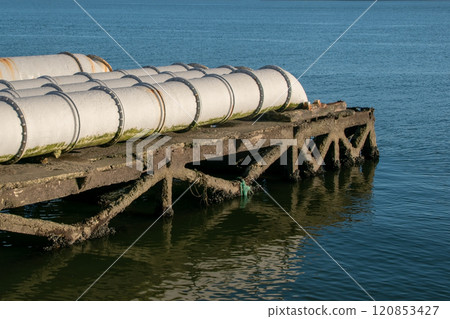 Pipeline with waste water going to the sea 120853427