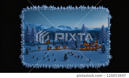 Scenery with Christmas trees AI image 120853697