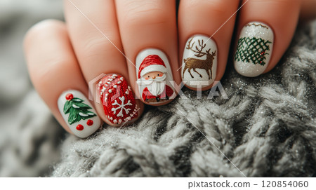 Christmas themed knitted nail art Christmas themed knitted nail art 120854060