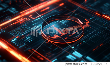 用放大鏡分析投資圖表細節 120854193