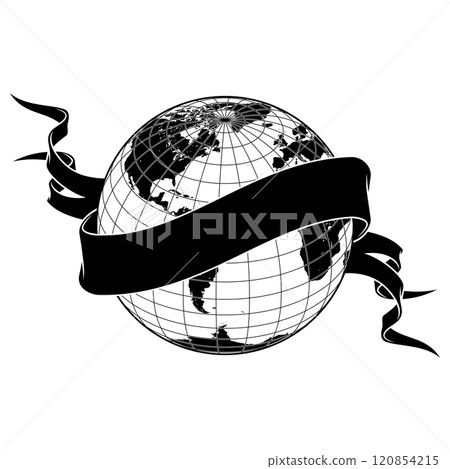Planet earth surrounded with ribbon 120854215