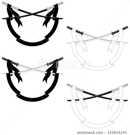Ancient Japanese sword surrounded with ribbon 120854245