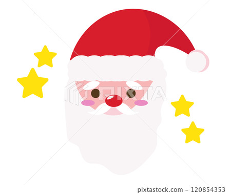 可愛的聖誕老人臉和星星。向量圖 120854353