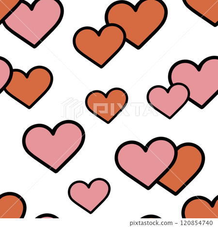 Hand Drawn Heart Seamless Pattern. Love Doodle Tile. Hand Drawn Heart Seamless Pattern. Love Doodle Tile. 120854740